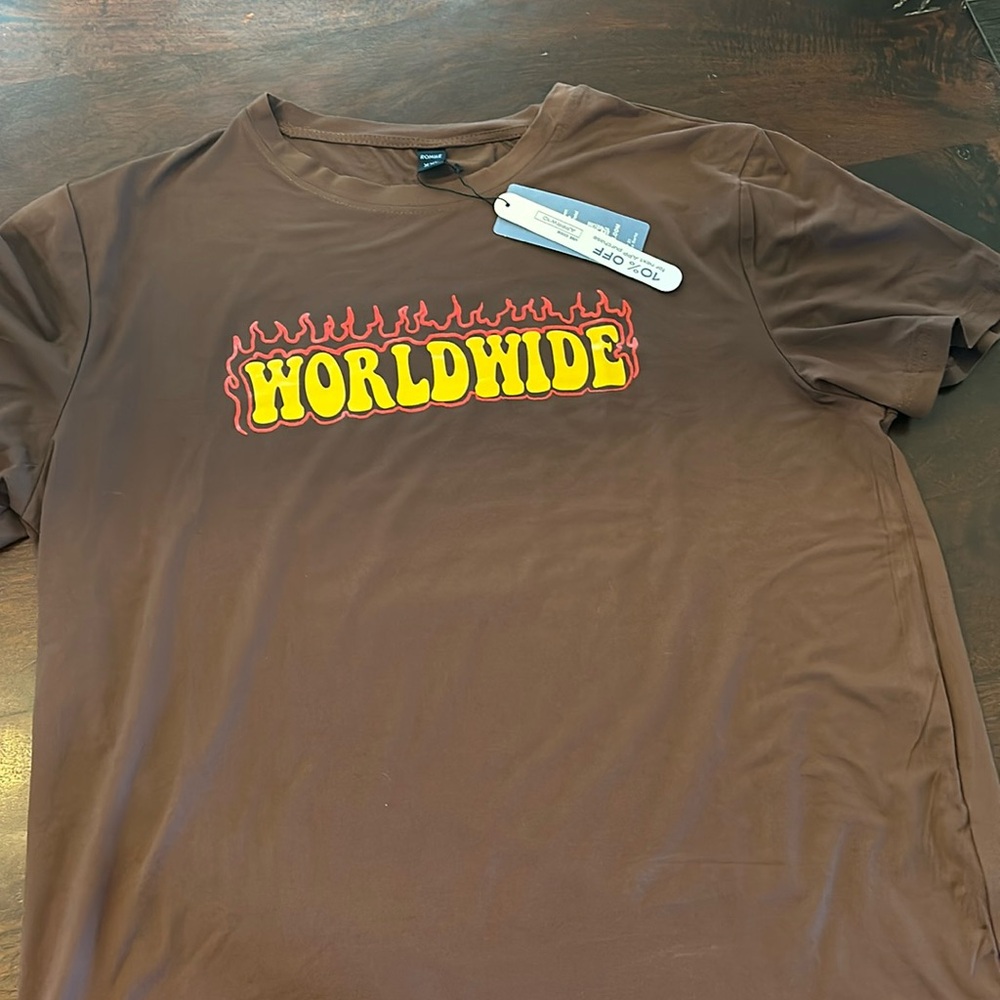 Romwe brown graphic tee XXL